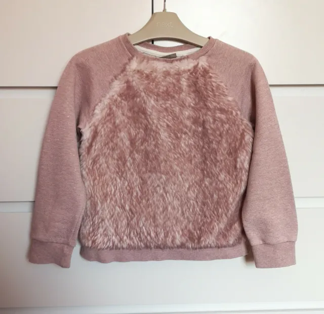 NEXT___fur pink sweatshirt jumper girl age 6 yrs VGC