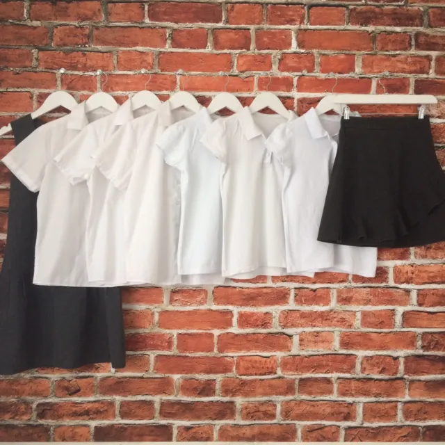 Girls 10-11 Years 11-12 Years School Uniform Bundle  Grey Pinafore Dress Polos