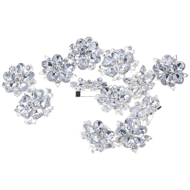 12 PCS SILVER Brooches and Pins Rhinestone Rhinestone Brooch Brooch