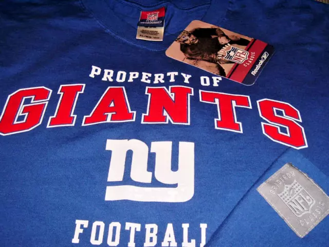 New York Ny Giants Reebok "Nfl Gridiron Classics" Ultra Heavyweight T-Shirt Nwt