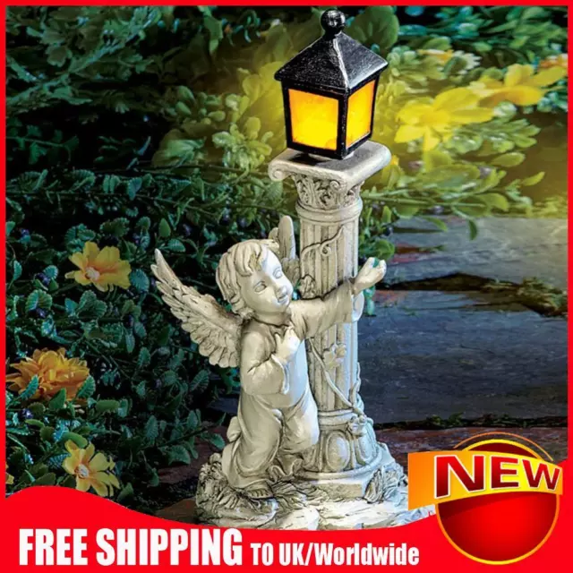 Solar Roman Column Angel Light Resin Angel Pillar Figurine for Garden (Left)