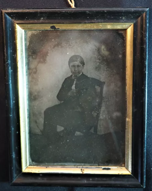 PHOTOGRAPHIE ANCIENNE - daguerréotype portrait jeune homme - XIXième siècle
