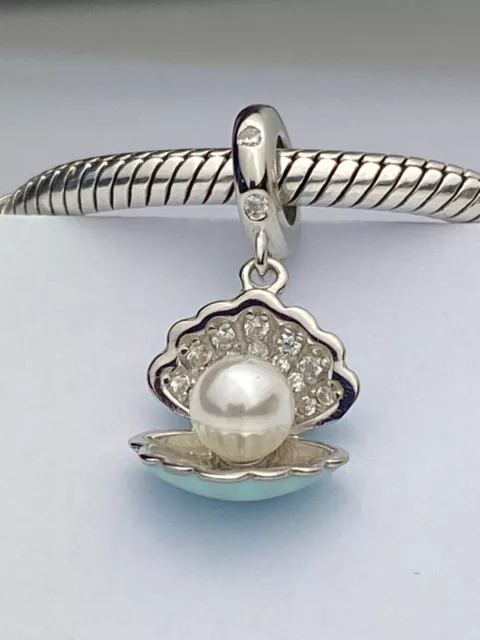 💖 Pearl In Shell Dangle Charm Legend Of The Sea Genuine 925 Sterling Silver 💖