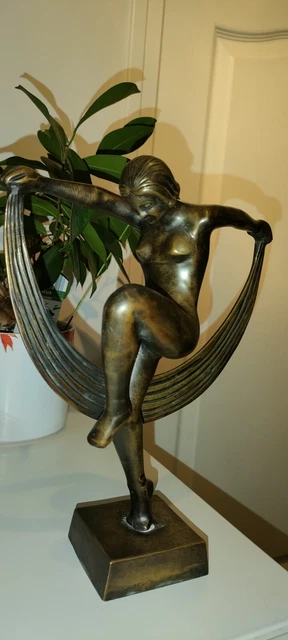 Statue Femme Au Globe En Bronze - Sculpture 25 Cm - Aubaho Style Antique