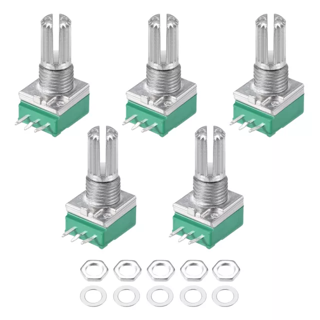 100K Ohm Variable Resistors Single Rotary Carbon Film Taper Potentiometer, 5pcs