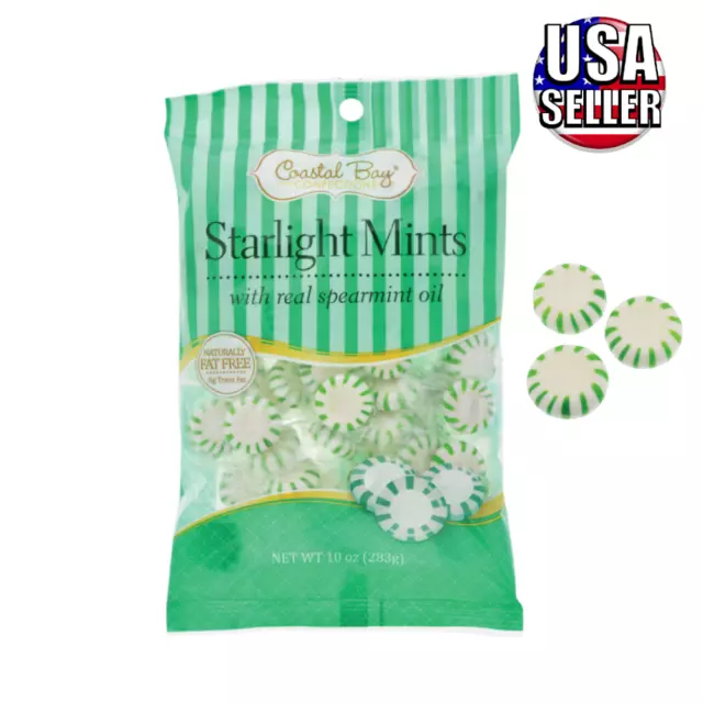 Coastal Bay Confections Spearmint Flavored Mints,10-oz Bag W/ Real Spearmint Oil