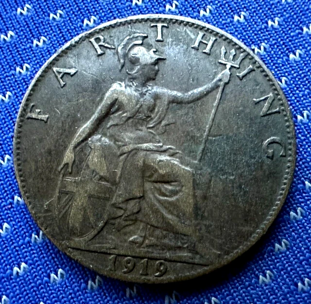 1919 UK Farthing Coin XF +   World Coin  Great Britain   #M606