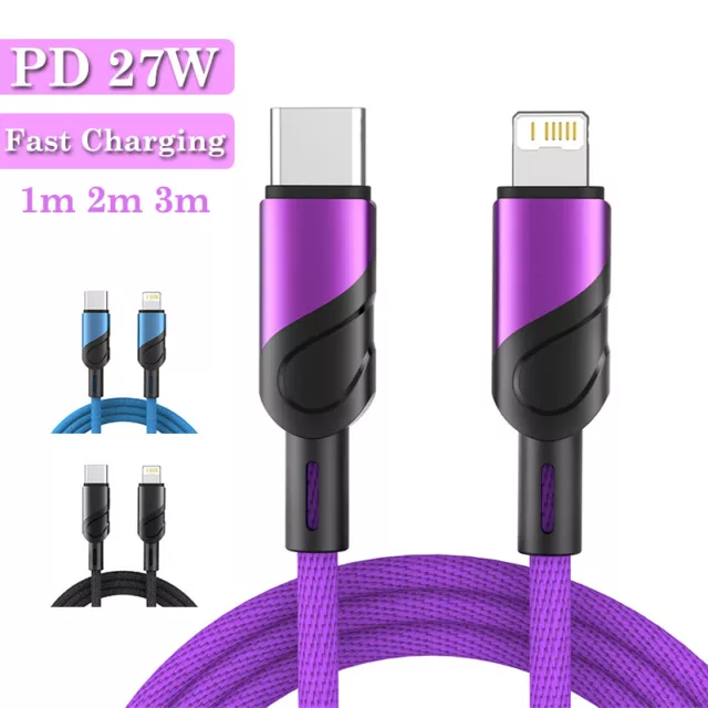 PD 27W USB C to iPhone 14 13 12 11 Pro 8 7 Plus Type C Fast Charge Charger Cable