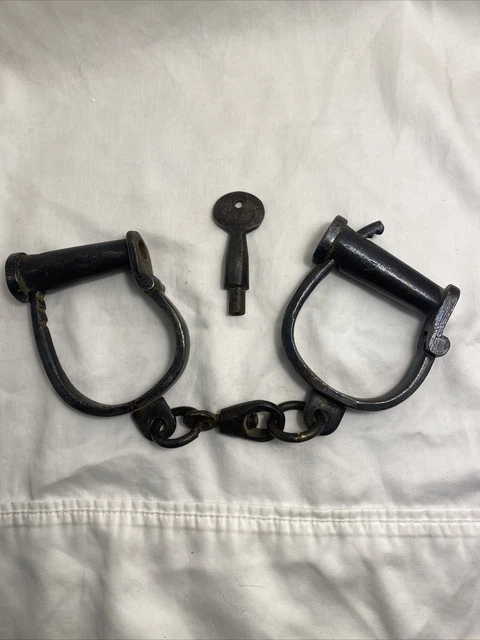 Antique Wrought Iron Handcuffs - Shackles with Key