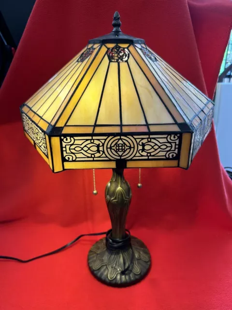 Tiffany Mission Style  Lead Slag Arts Crafts Table Lamp