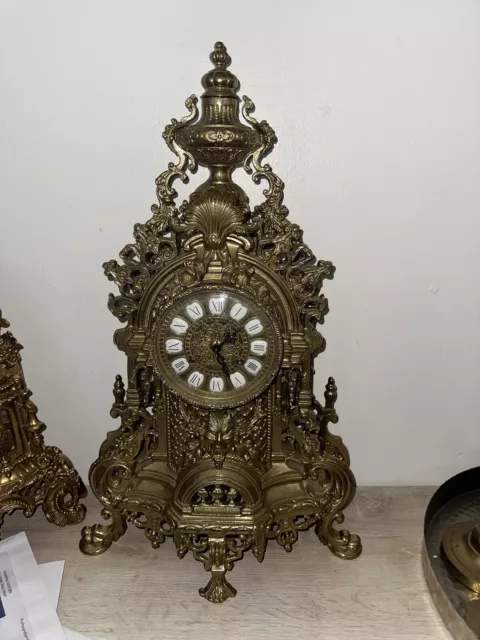 Vintage Imperial Franz Hermle Brevettato Italy Solid Brass Mantle Clock