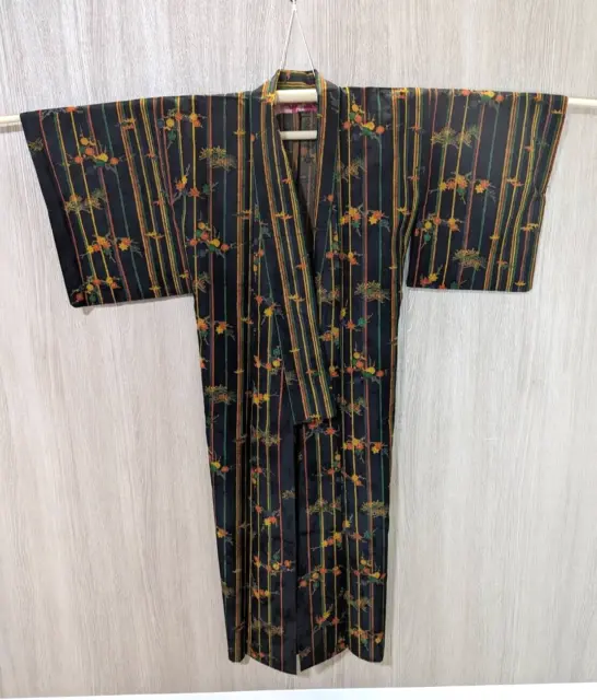Japanese Kyoto Vintage Kimono yukata Height59.05inch  Black Mens used