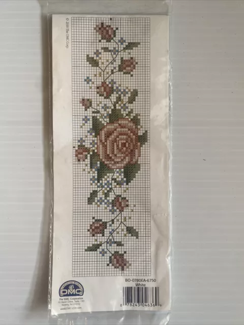 Charles Craft Cross Stitch Bookmark 18 Count White Aida & Chart Victorian Roses