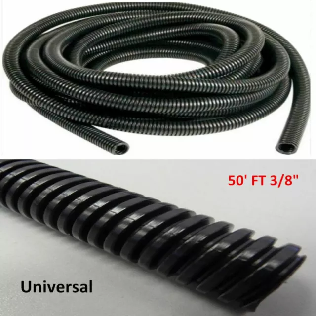 50' Feet 3/8" Black Car Audio Split Loom Wire Flexible Tubing Conduit Hose Wires