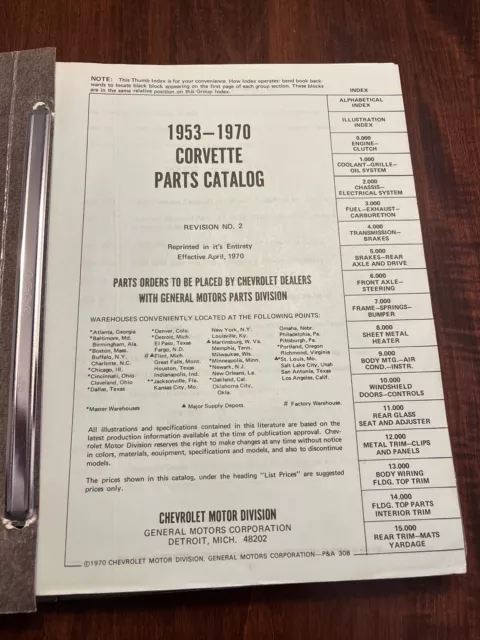 1953-1970 Corvette Parts Catalog