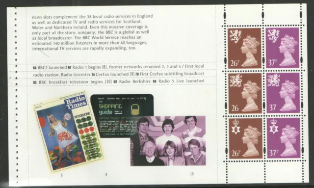 (BBC1) GB QEII Stamps. 75th Anniversary BBC Prestige Booklet Pane ex DX19 1997