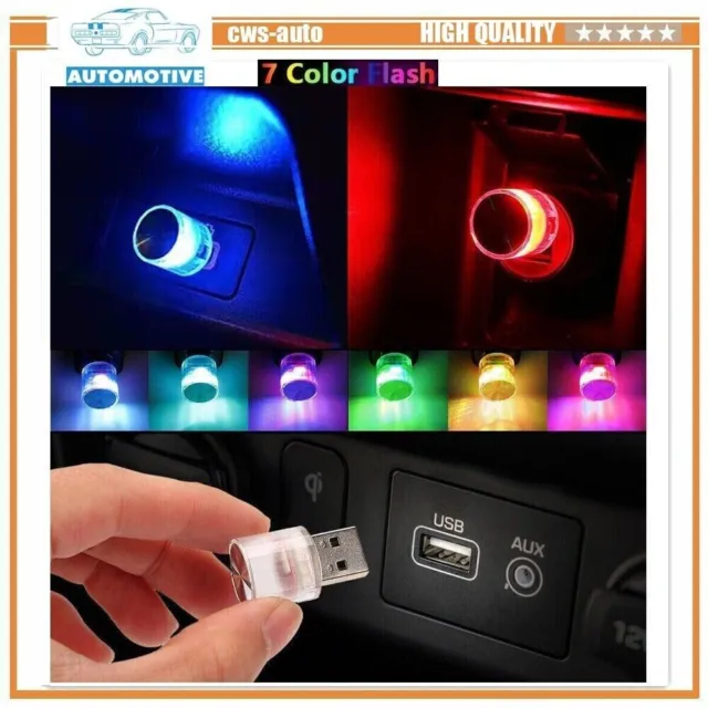 1PC USB LED Mini Car Light Neon Atmosphere Ambient Bright Lamp Light Accessories