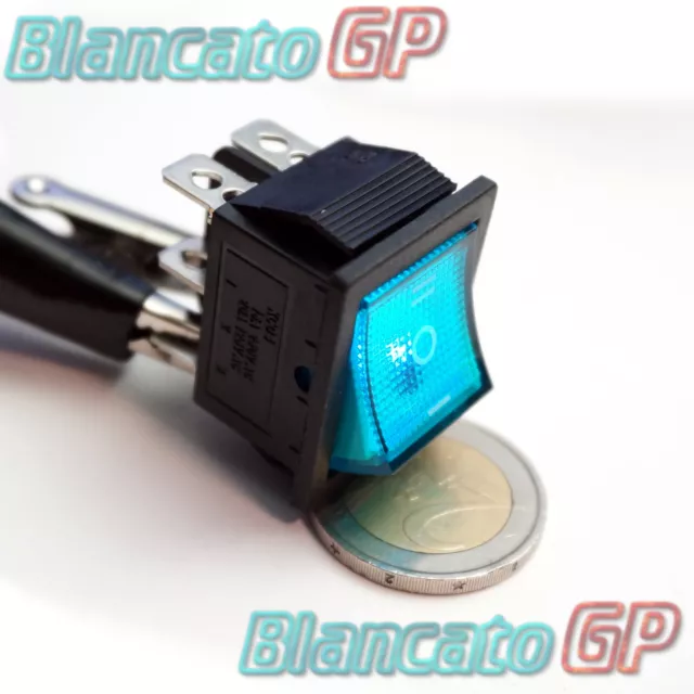 INTERRUTTORE A BILANCIERE ILLUMINATO 12V Blu ON-OFF-ON DPDT pannello camper auto