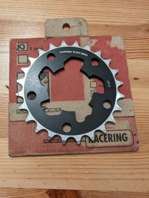 NOS vintage Race Face 24t 74BCD 5-bolt alloy chainring 8 Speed Racering