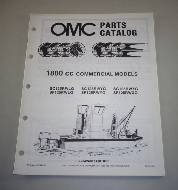 PARTS CATALOG OMC Boat Motor Outboard 1800 Cc Commercial Models Since