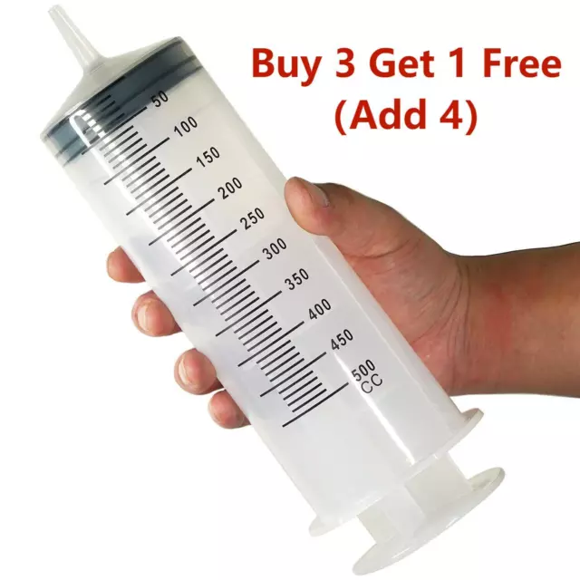 100-500ML Reusable Big Large Plastic Hydroponics Nutrient Measuring Syringe UK,