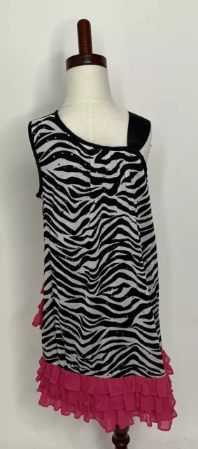 Rare Editions Girls Black and White Zebra Print Party Church Dress Size 6X 2