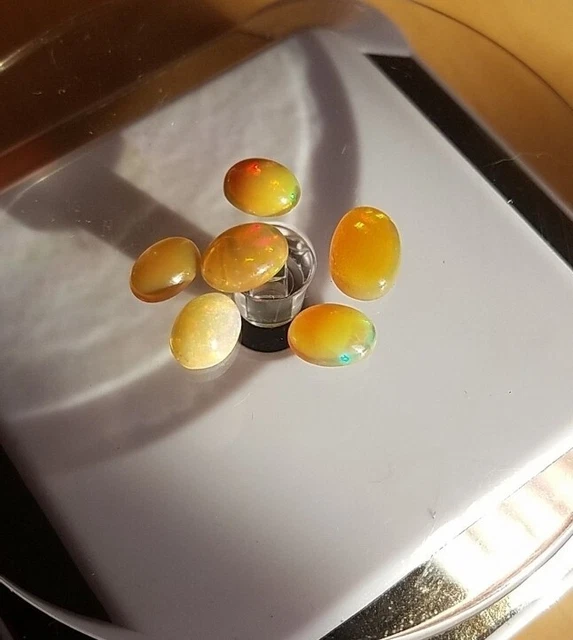 Opales Miel multi-flash ☆ 8,0 carats ☆Éthiopie/Welo  🇪🇹 ☆100%Naturel ☆x6Pcs☆