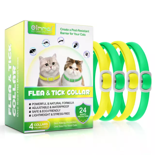 Adjustable Anti Flea and Tick Collar for Cats 24 Month Protection Pet Cat Kitty