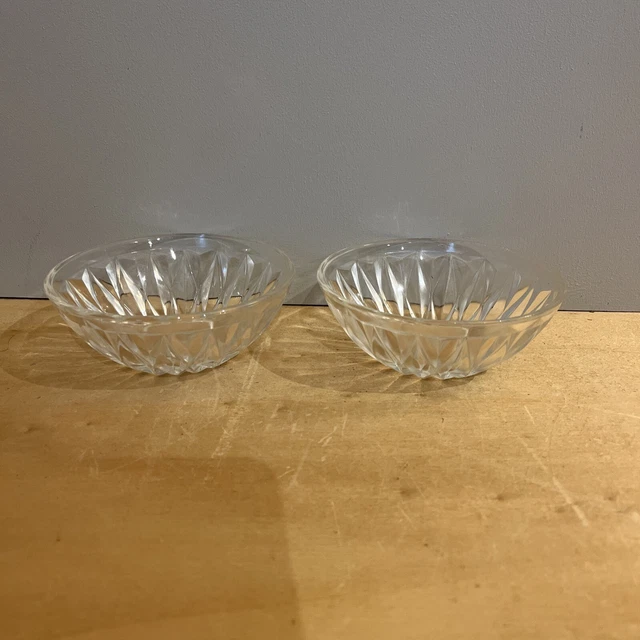 Saladier Et 8 Coupelles En Verre Vintage Agrigel - Motifs Fruits En Relief