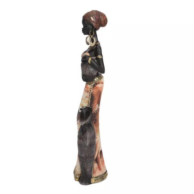 African Woman Statue Hand Made Resin Tribal Lady Figurine Sculpture Decor ⊹