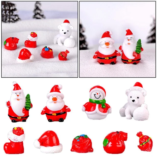 House Micro Landscape Santa Claus Figurines Christmas Decor Miniature Snowman