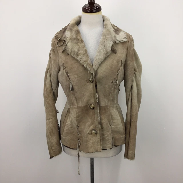 Vakko New York Brown Spanish Lamb Shearling Suede Santa Fe Jacket Womens Sz M Vakko New York Brown Spanish Lamb Shearling Suede Santa Fe Jacket Womens Sz M