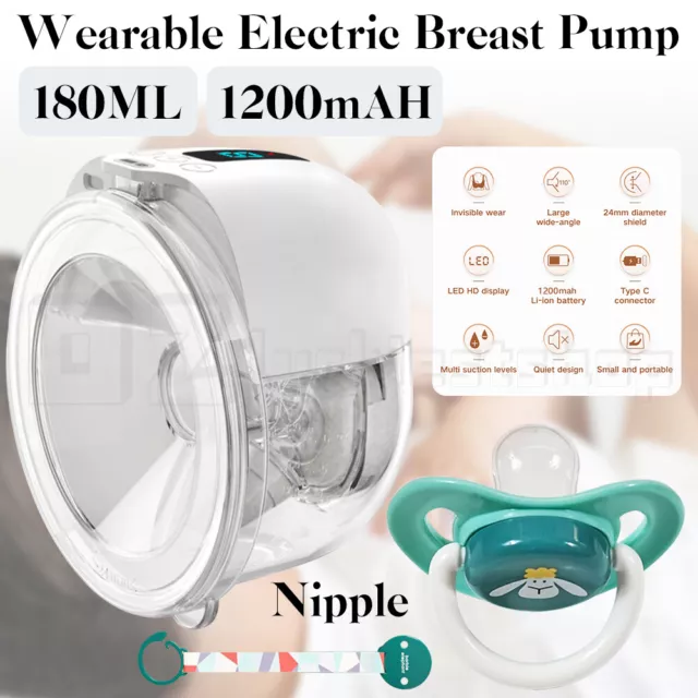 2x Portable Electric Breast Pump USB Wearable Hands-Free Automatic Silent Milker