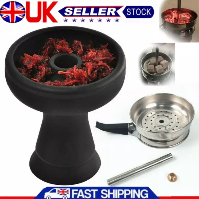 UK Shisha Hookah Metal Charcoal Pan Tray with Silicone Bowl / Charcoal Head Pot