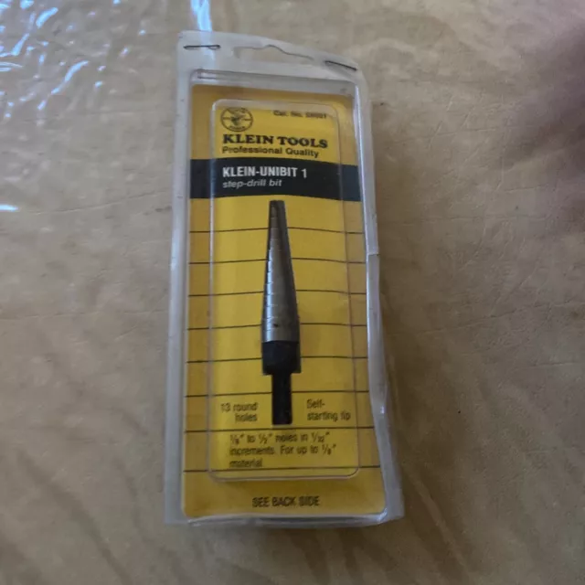 Klein Tools 59001 Step Drill Bit #1 1/8  to 1/2  13 Hole Sizes Unibit 1