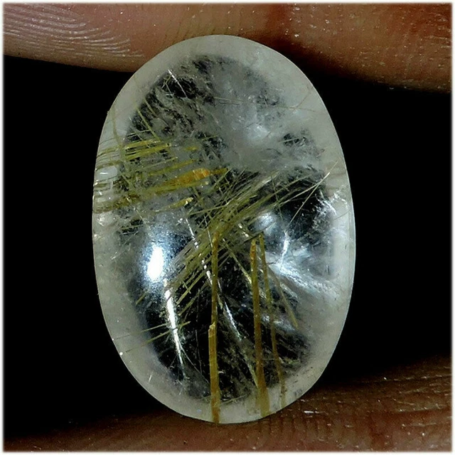 13.00Cts Brillant Naturel Doré Rutile Quartz Ovale Cabochon Desseré Gemme h48