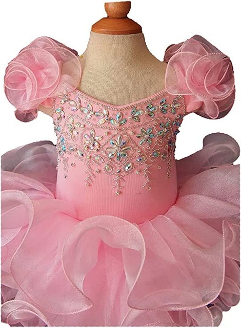 YG053-1 beading Toddler Baby Newborn Little Girl Pageant  Dress size 12-18Months