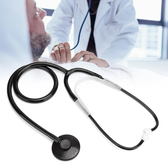 (Black)Single Head Stethoscope Aluminium Alloy Heart Lung Detection HEE