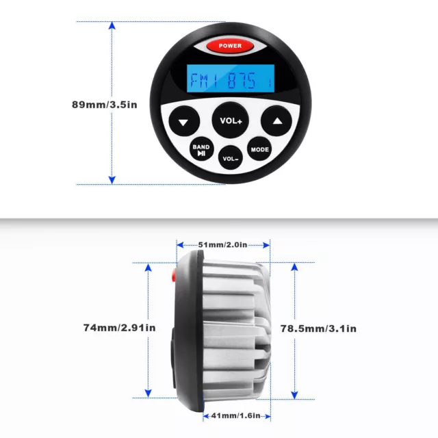 Marine Wasserdichter Bluetooth BootsRadio und 4 zoll Lautsprecher und Antenne 3