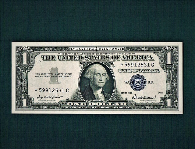 $1.00 1957 Silver Certificate Star-A in Choice(XF+-Wallet 3 Folds)Nice EPQ