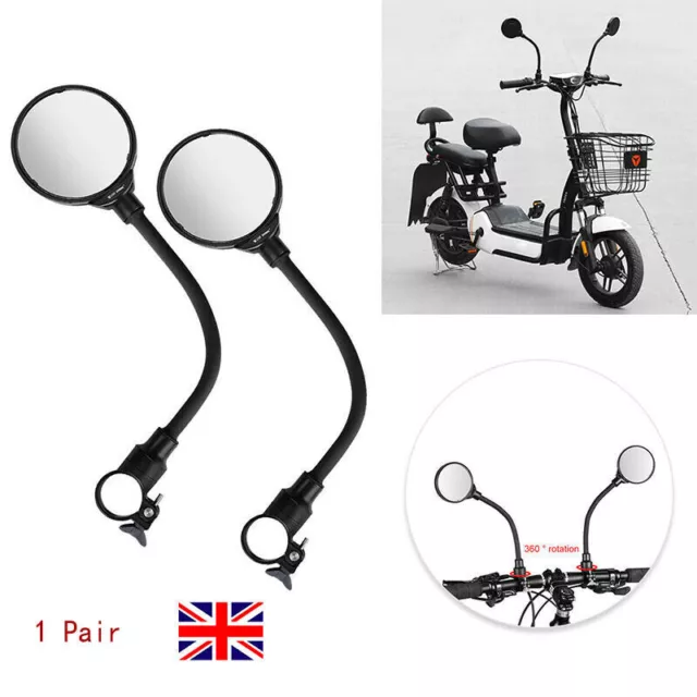2Pcs Bicycle Adjustable Handlebar Convex Rear View Mirrors Bike Rearview Mirror