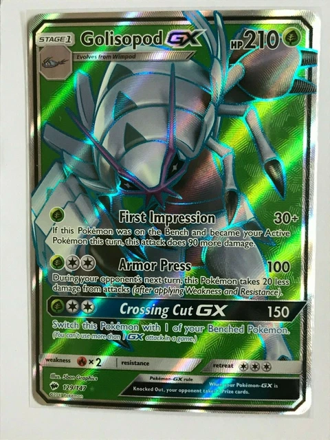 Golisopod GX FULL ART ULTRA RARE 129/147 SM Burning Shadows Pokemon HOLO NM 2017