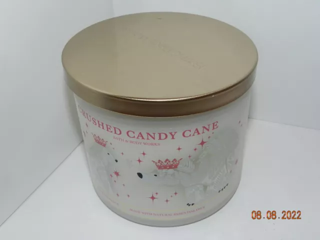 Bath & Body Works 14.5 oz Scented 3 Wick Candle CRUSHED CANDY CANE polar bear