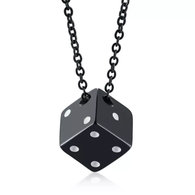 Men's Stainless Steel Dice Pendant Necklace 10