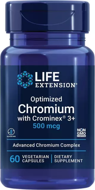 Life Extension Optimized Chromium with Crominex 3+ 500mcg 60 Vegetarian Capsules