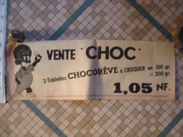 Ancienne Affiche Vente Choc 2 Tablettes CHOCOREVE a croquer