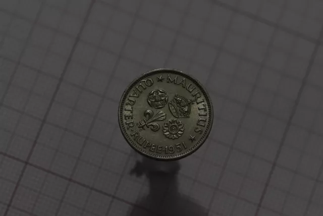 🧭 🇲🇺 Mauritius 1/4 Rupee 1951 High Grade B63 #6430
