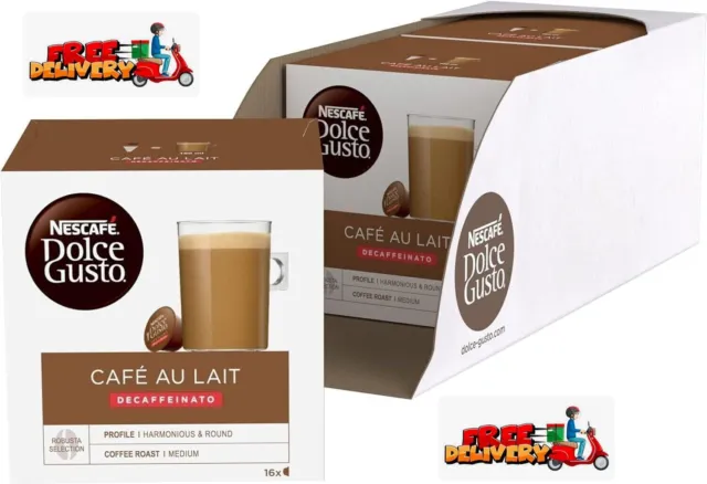 NESCAFE Dolce Gusto CafE au Lait Decaf Coffee Pods - total of 48 Coffee Capsules