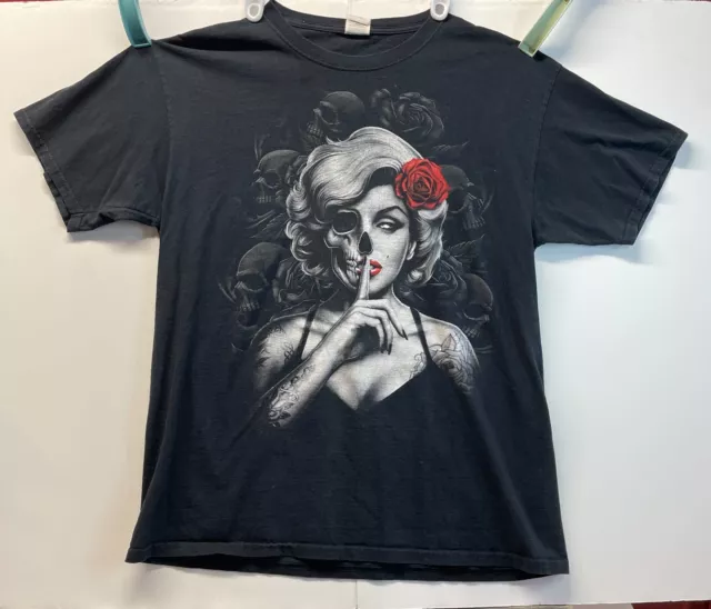 Marilyn Monroe Skull Graphic Fruit of the Loom HD Cotton t-shirt Black Size L