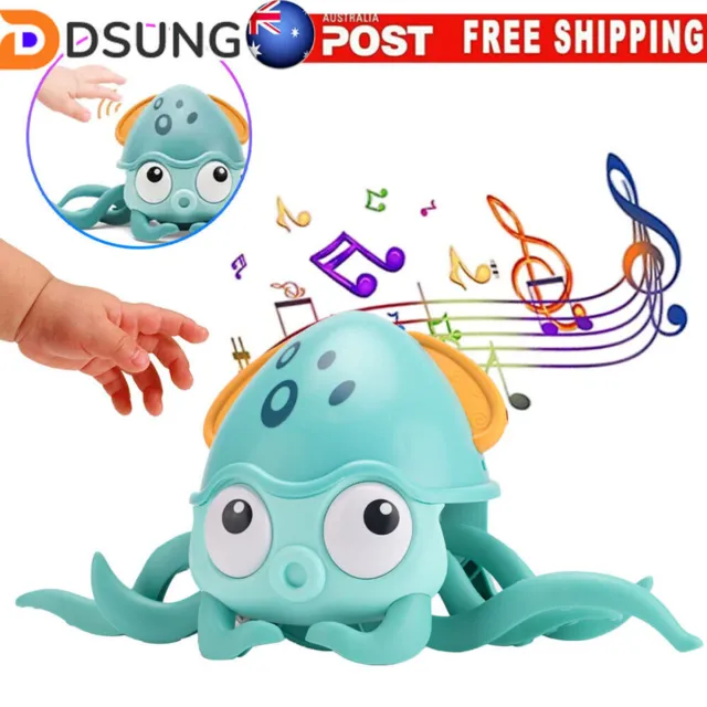 Electric Octopus Crawling Sensing Music LED USB Rechargeable Kids Toddler Toys